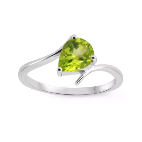 Bague Croisée Argent Péridot Poire Bague argent sertie d une pierre taille poire 8x6mm, délicatement sertie par des griffe...