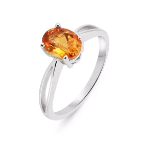 Bague Élancée Argent Citrine Ovale 8x6mm Bague argent mettant valeur une pierre ovale 8x6 mm, sertie par 4 griffes Son cor...