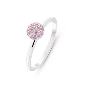  Bague Argent 925 rhodié Oxyde zirconium Rose Boule 6mm pavage d oxydes 