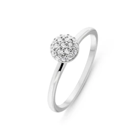 Bague Argent 925 rhodié Oxyde zirconium Boule 6mm pavage d oxydes