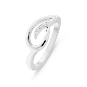 Bague Argent 925 rhodié Oxyde zirconium Bague moderne motif serti d oxydes zirconium Largeur bague (sur doigt, vue dessus)...