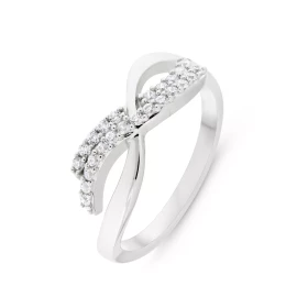 Bague Argent 925 rhodié Oxyde zirconium Bague moderne motifs ondulés sertis s oxydes zirconium Largeur bague (sur doigt, v...