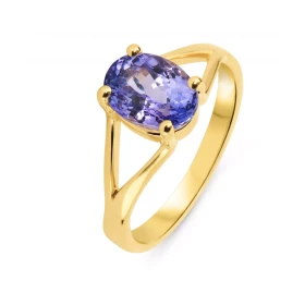  Bague Or Jaune 750 sertie d une Tanzanite ovale 9x7mm (2.3 carat) Serti à griffes 