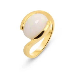  Bague Or Jaune Opale Ovale 12x10mm Pierre ovale 12x10mm (3.3 carats) Monture croisée Serti demi clos 