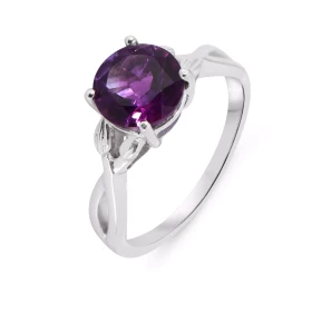 Bague Entrelacée Argent Améthyste Ronde 8mm Somptueuse bague argent ornée d une pierre ronde 8mm, sertie par 4 griffes. So...