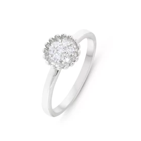 Bague Fleur Argent 925 rhodié Oxyde zirconium Bague forme fleur son centre un pavage d oxydes zirconium Largeur bague (sur...