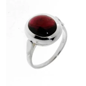 Bague Argent 925 Grenat, pierre 12x10mm