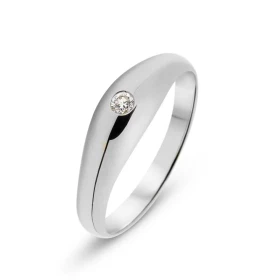  Bague Jonc anglais Or Blanc 750 sertie d un Diamant 0,06 carat Largeur monture (vue dessus) : 5,2mm Qualité Diamant : G Si 
