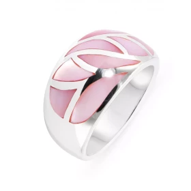 Bague Jonc Argent Incrusté Nacre Rose Largeur bague (vue dessus) : 12mm Du fait largeur l anneau nous vous conseillons pre...