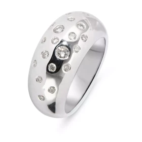  Bague Jonc Or Blanc sertie 19 diamants pour un poids total 0,7 carat Largeur monture (vue dessus) : 11mm Poids Diamant : ...