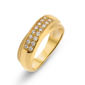  Bague Or Jaune 750 sertie 16 diamants 1,6mm diamètre Largeur bague (vue dessus) : 7,2mm 