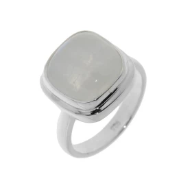Bague style moderne sertie d une pierre taille coussin taillée cabochon La pierre varieté Labradorite mesure 12mm coté Ell...