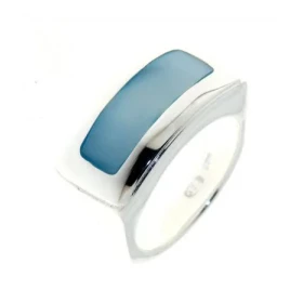 Bleue Bague Argent 925 Nacre Bleue Largeur sur doigt (vue dessus) : 12mm 