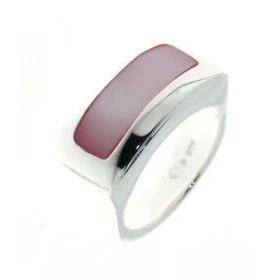 Rose Bague Argent 925 Nacre Rose Largeur sur doigt (vue dessus) : 12mm 