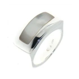 Bague Argent 925 Nacre Largeur sur doigt (vue dessus) : 12mm 