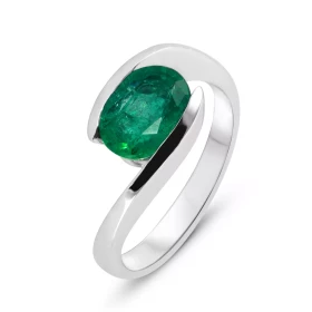  Bague Or Blanc 750 Emeraude Ovale 9x7mm Bague Or Blanc 750 (Or 18 carats) Emeraude ovale 9x7 mm (2.2 carats) Largeur mont...