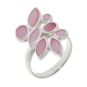 Bague Argent 925 Nacre, dimensions vue dessus : 26x14mm