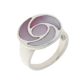 Bague Nacre Rose, monture Argent