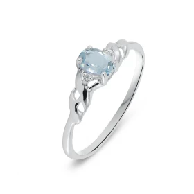  Bague Aigue marine Diamant Or Blanc 375 Cette bague Or 375 est surmontée d une Aigue Marine sertie par 4 griffes Cette pi...
