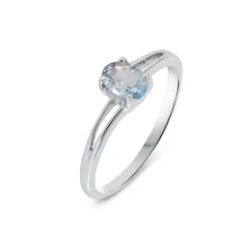  Bague Or Blanc 375 Aigue Marine Cette jolie bague corps ondulé est ornée d une pierre ovale La pierre mesure 6x4mm, elle ...