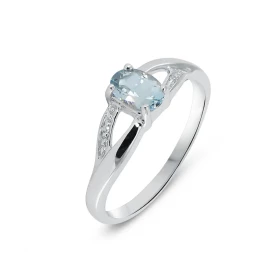  Bague Aigue marine Diamant Or Blanc 375 Cette bague Or 375 est sertie d une Aigue Marine ovale La pierre central mesure 6...