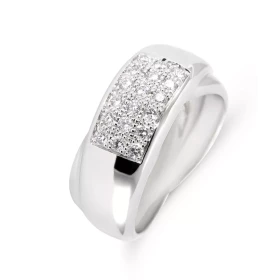  Bague Or Blanc 750 anneaux entrelacés Diamants Bague Or Blanc sertie 18 diamants pour un poids total 0,44 carat Largeur m...