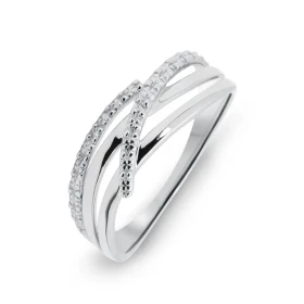 Bague Or Blanc 750 sertie 2 diamants pour un poids total 0,01 carat Largeur bague (sur doigt, vue dessus) : 6,6mm Poids Di...