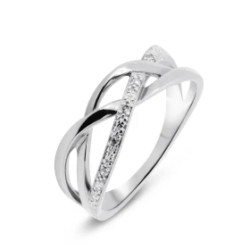  Bague Or Blanc 750 sertie 5 diamants pour un poids total 0,026 carat Largeur bague (sur doigt, vue dessus) : 7,2mm Poids ...