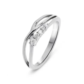  Bague Or Blanc 750 sertie 5 diamants pour un poids total 0,10 carat Largeur bague (sur doigt, vue dessus) : 5 mm Poids Di...