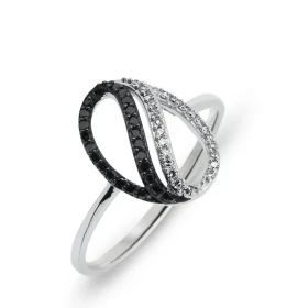 Bague Or blanc 750 Diamant Cette bague est sertie 23 diamants noirs (0,08 carat) 25 diamants blancs (0,07 carat) Largeur m...