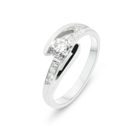  Bague Or Blanc 750 sertie d une Diamant 0.50 carat (Couleur L - pureté i1) 8 diamants pour un poids total 0.07 carat (Cou...