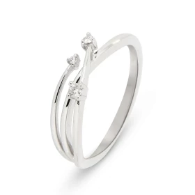 Bague Or Blanc 750 Diamant Bague sertie 3 diamants pour un poids total 0.06 carat