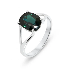  Bague Or Blanc 750 sertie d un saphir ovale 9.4 X 7.6mm (2.55 carats) Serti à griffes 