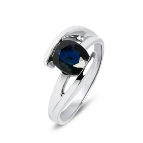  Bague Or Blanc 750 Saphir Ovale 9x7mm Bague Or Blanc 750 Saphir Ovale 9x7mm (2 carats) Serti demi clos Monture solitaire ...