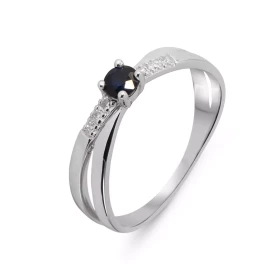 Bague Or Blanc 750 Saphir Rond 3.5mm Diamants Bague Or Blanc 750 composée deux anneaux entrelacés, d un Saphir rond 3.5mm ...