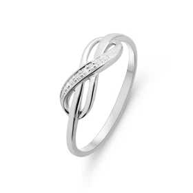  Bague Or Blanc 750 Signe Infini Diamant Bague sertie d un diamant 0,005 carat Largeur monture (vue dessus) : 5,4mm Couleu...