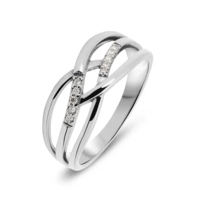  Bague Or Blanc sertie 10 diamants pour un poids total 0,06 carat Largeur monture (vue dessus) : 7,7mm Couleur Diamant : H...