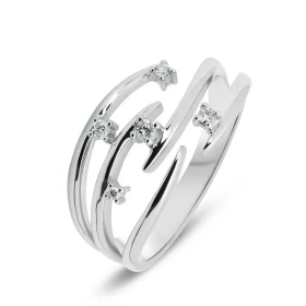 Bague Or Blanc 750 Diamants Largeur monture (vue dessus) : 10mm Couleur Diamant : H Pureté Diamant : I