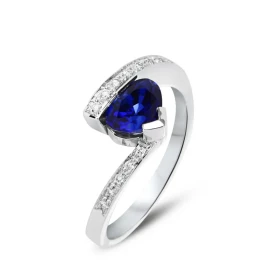 Bague Or Blanc  Saphir Birman et Diamant