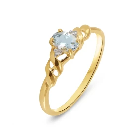  Bague Aigue Marine Diamant Or Jaune 375 Cette bague Or 375 est surmontée d une Aigue Marine sertie par 4 griffes Cette pi...