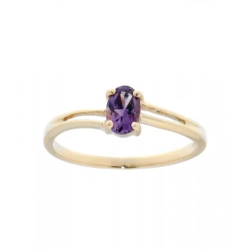 Bague Or Jaune 375 Améthyste Cette jolie bague corps ondulé est ornée d une pierre ovale La pierre mesure 6x4mm, elle est ...