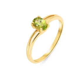 Bague Or Jaune 375 Péridot Cette jolie bague corps ondulé est ornée d une pierre ovale La pierre mesure 6x4mm, elle est ma...