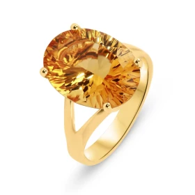  Bague Or jaune 750 Citrine Ovale 16x12mm Bague Or jaune 750 (18 carats) Citrine ovale 16x12mm (8 carats) Serti à 4 griffes 