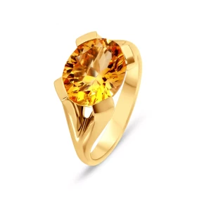  Bague Or Jaune 750 sertie d une Citrine Ovale 11x9mm Serti à griffes Poids Citrine : 3.1 carats 