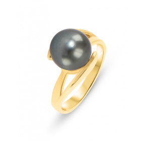  Bague or jaune 750 sertie d une Perle culture Tahiti ronde 10mm 