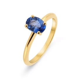  Bague Or Jaune 750 sertie d un Saphir Ceylan Ovale 7x5mm Poids Saphir : 0.95 carat Qualité Saphir : AAA Serti à griffes 