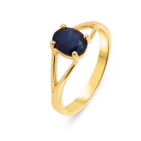 Bague Or Jaune 750 sertie d un Saphir Saphir Ovale 8x6mm Serti à griffes