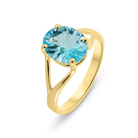 Bague Or Jaune 750 Topaze Bleue traitée Ovale 10x8mm Bague Or Jaune 750 Topaze Bleue traitée ovale 10x8mm (2,9 carats) Se...