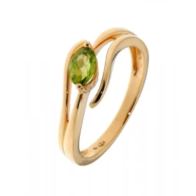 Bague Or 750 Péridot sertie d une pierre ovale 6x4mm Largeur monture (vue dessus) : 8.5mm 