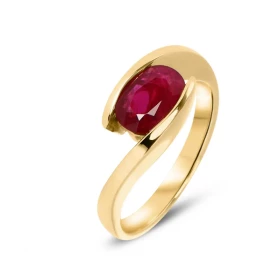  Bague Rubis Or Jaune Cette bague est sertie d un rubis ovale 8x6mm La largeur monture sur doigt vue dessus est 7,3mm Poid...